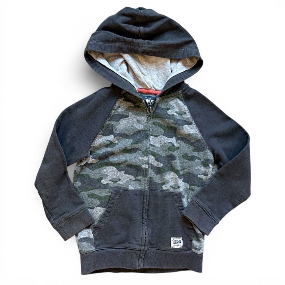 Youth Boys Oshkosh Osh Kosh Camo Camouflage Full Zip Hoodie Sweatshirt - Sz 7